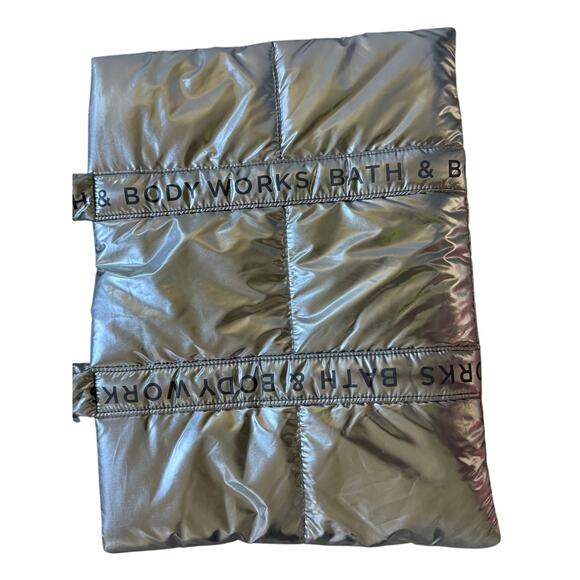 Bath and Body Works silver shiny sexy puffy soft winter tote bag - Picture 2 of 4